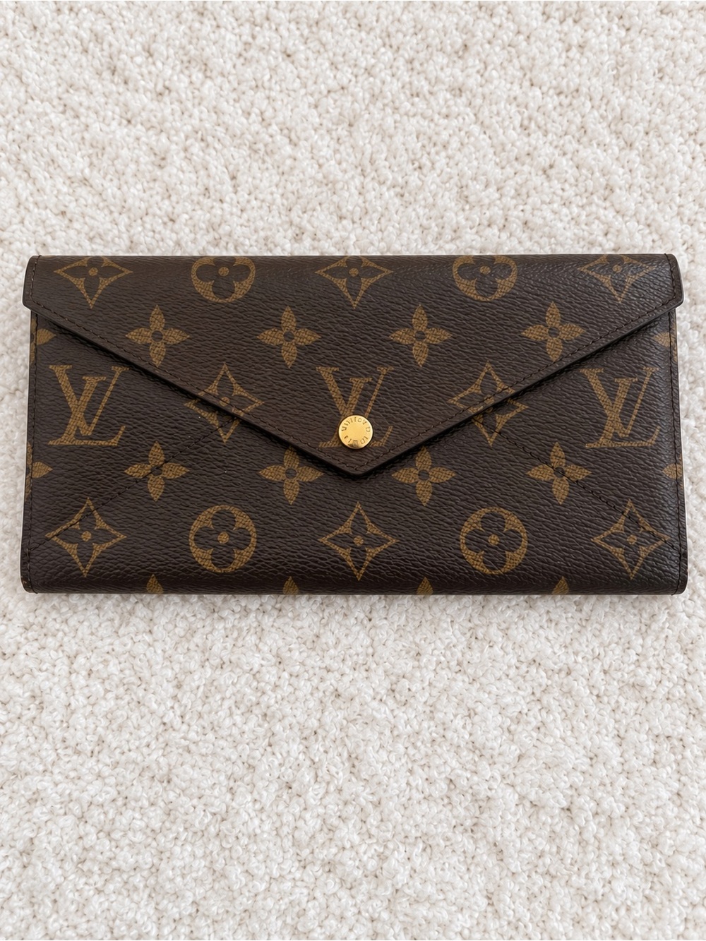 Louis Vuitton Monogram Sarah Wallet in Dark Brown and Gold